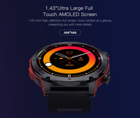 Reloj Inteligente con Asistente de Voz IA, Llamadas por BT, Monitor de Ritmo Cardíaco, Rastreador de Actividad, Monitor de Temperatura Magnético, IP67, Pantalla AMOLED de 1.43 Pulgadas