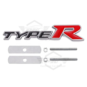 Nouveauté Décoration de voiture Logo 3D en métal Type R Emblème de calandre avant Autocollant de coffre arrière Badge pour <span class=keywords><strong>Honda</strong></span> Civic TYPER CRV HRV Fit - Product Image 3