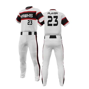 Grosir kaus bisbol pemuda kustom Jersey Baseball bordir besar kancing atas