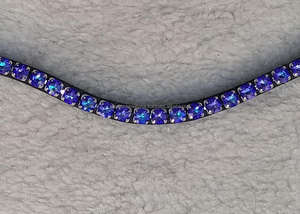 Banda para cejas de caballo ondulada de cuero de alta calidad con diamantes de imitación de zafiro AB de 8mm logotipo personalizado accesorio de equitación ecuestre - Product Image 2