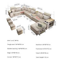 Canapé modulaire de luxe en flanelle avec rangement et table d'appoint musicale, 3 à 7 places, pour salon - Offre spéciale