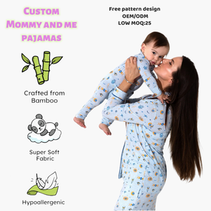 Pyjamas assortis personnalisés pour maman et bébé, imprimés, à col à revers, à manches longues, ensemble de pyjamas et de vêtements de détente, adaptés à une utilisation à <span class=keywords><strong>la</strong></span> maison - Product Image 4