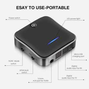 Adaptador de Audio Bluetooth B19 CSR V5.0, Un Par de Receptores y Transmisores, Compatible con Auxiliar de 3.5 mm / Óptico Digital <span class=keywords><strong>Toslink</strong></span> / SPDIF - Product Image 4