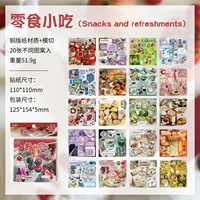 Livre d'autocollants vintage, autocollants rétro pour journal, fournitures de scrapbooking japonais, décalcomanies découpées Y2K Pixel Food Cat, vente en gros