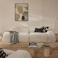 Canapé modulaire 3 places en tissu rembourré, style moderne et minimaliste, avec rembourrage en mousse, idéal pour appartement ou villa, décoration intérieure.