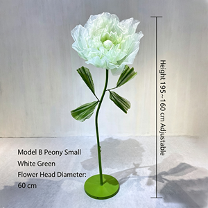Fleur de pivoine artificielle sur pied, rose, 60 cm de diamètre, hauteur réglable 195 cm, pour mariage, hôtel, scène, événement - Product Image 2