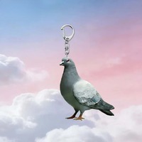 Nouveau Charmant Pendentif Acrylique Plat 2D en Forme de Pigeon pour Rétroviseur de Voiture, Sac à Dos, Porte-clés, Bijou, Accessoire, Cadeau, Animal de Dessin Animé Mignon