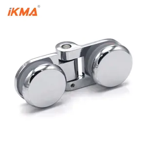 IKMA fabrication salle de bain angle réglable degré rond en alliage de zinc verre à verre monté pince à Pivot