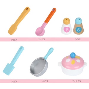 Juego de Juguetes de Cocina de Madera 2 en 1 para Niñas, Color Rosa, con Accesorios de Cocina de Juguete - Product Image 5