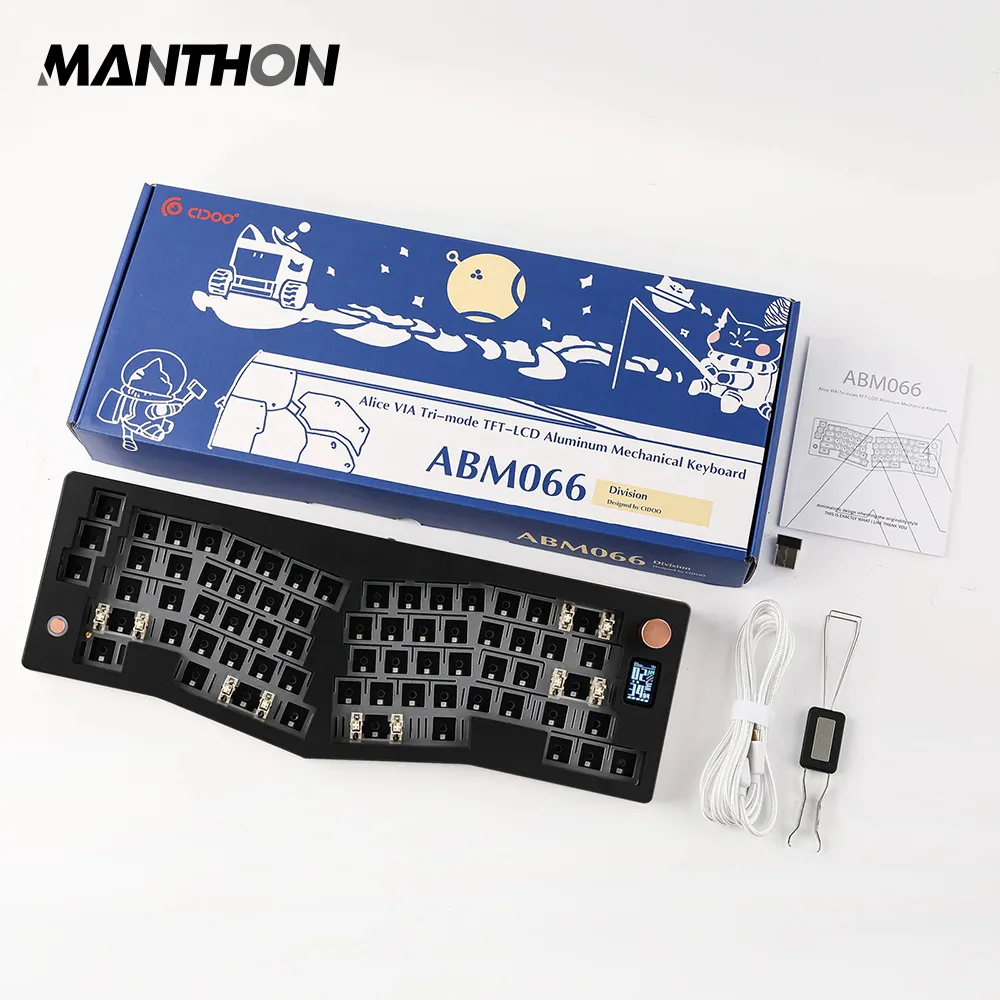 CIDOO ABM066 Barebones Kit Alice-Layout VIA-Programmable Hot Swappable BT/2.4Ghz/Type-C Keyboard Kit for Win/Mac