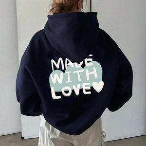 定制连帽衫棉落肩套头衫街头风格宽松合身毛衣500 Gsm连帽衫定制3D粉扑印花连帽衫 - Product Image 1