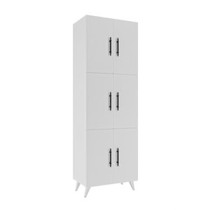 AekaOnline Moderno Armario Despensero Blanco de 6 Puertas para Cocina, Mueble Multiusos de 6 Estantes para Baño, Turquía - Product Image 1