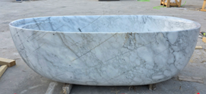 Bañera independiente de mármol blanco Arabescato, bañera de piedra natural sólida para baño de villa de lujo - Product Image 1