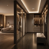 Armario Modular de Madera Personalizado para Ropa, Sistema de Vestidor Moderno para Dormitorio, Armario con Cajones
