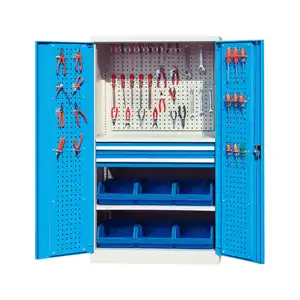 Multi-functional Customized Wholesale Boutique Factory Tool Box And Lockers With Drawer And Back Pegboard