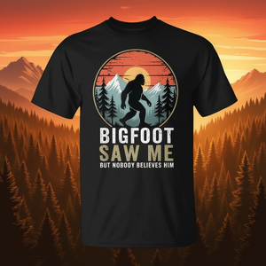 T-shirt Bigfoot Saw Me con design Sasquatch, maglietta grafica in stile vintage - Product Image 3