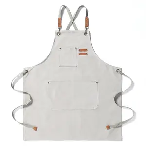 Mode Handveeg Huishoudelijke Kookschort Olie-Proof Waterdichte Volwassen Taille Keuken Koffie Overalls Katoenen Canvas Cowboy Schort