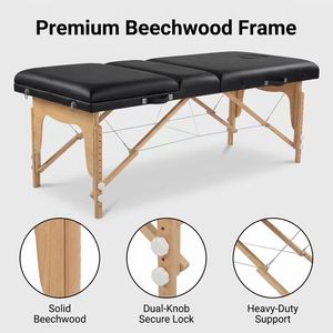 Mesa de Masaje Reclinable de Madera de Haya de 3 Secciones |   GPSR ISO9001 |   Cama de Fisioterapia Ajustable para <span class=keywords><strong>Spa</strong></span> <span class=keywords><strong>y</strong></span> Salón de Belleza |   Fábrica OEM ODM - Product Image 5