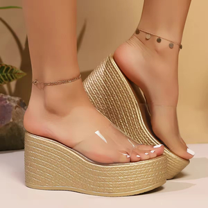 Sandalias de Plataforma con Tacón Alto y Suela Gruesa para Mujer, con Tira Transparente y Plantilla de PU, Moda de Verano - Product Image 4