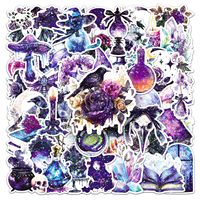 50 feuilles d'autocollants laser effet flash Sorcière Magique, best-seller transfrontalier, pour Halloween, DIY créatif, imperméables, thème dessin animé pour agenda