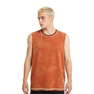 XUFEI Canotta da <span class=keywords><strong>Uomo</strong></span> Oversize in Cotone 100% a Costine, Stile Vintage Acid Wash, Personalizzabile con Logo OEM, Ideale per Corsa e Palestra - Product Image 1