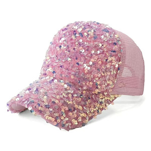 Gorra de béisbol de malla con lentejuelas para mujer, transpirable, protección solar, estilo casual de moda para verano - Product Image 3