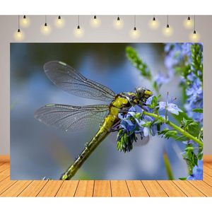 Trang trí tường 7x5ft 3D con chuồn chuồn Macro chụp ảnh nền mùa xuân thiên nhiên cảnh quan Backdrop cho sinh nhật tổ chức sự kiện nhiếp ảnh - Product Image 1