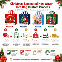 Sacs en non-tissé laminés de Noël de haute qualité, réutilisables, pour emballages cadeaux de fêtes, avec impression 3D réaliste du Père Noël