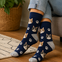 Chaussettes ras du cou en coton 200N 32S, respirantes, douces, à thème animalier, jacquard, mode streetwear pour femmes, fournisseur ODM/OEM