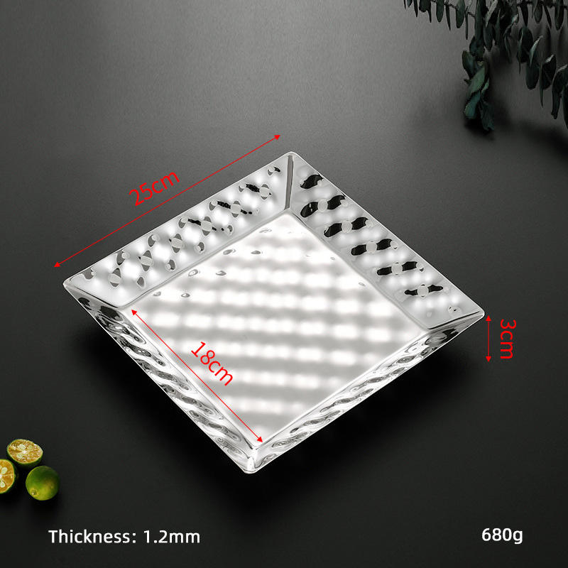 สี่เหลี่ยมจัตุรัสสีเงิน ขนาด 25*25*3 ซม.