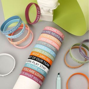 Pulsera Deportiva de Silicona con Texto Motivacional, Brazalete de Goma con Logotipo Personalizado, Pedido al por Mayor OEM, Mensaje Inspirador, Impresión Suave, Uso Diario - Product Image 5