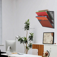 Support mural en métal noir à 3 niveaux pour documents, courrier, magazines, étiquettes nominatives et étiquettes – Idéal pour la maison et le bureau (vente en gros)