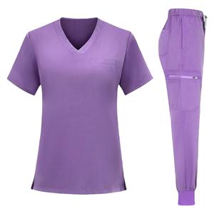 Top à col en V avec fentes latérales Boucle élastique Lavage en machine à poche unique pour les vétérinaires en clinique pour animaux de compagnie - Product Image 5