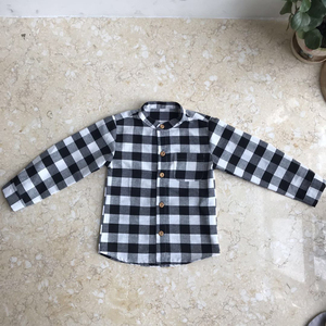 Chemises classiques à <span class=keywords><strong>carreaux</strong></span> noirs <span class=keywords><strong>et</strong></span> blancs à manches longues pour garçons, design personnalisé, en lin/coton, vêtements d'été pour enfants, échantillon - Product Image 6