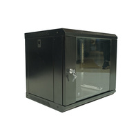 Armoire réseau murale 9U 19 pouces, profondeur 400 mm, porte en verre trempé, noire, tailles personnalisées disponibles