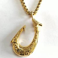 Viking Mermaid Collection 316 acier inoxydable Fine Fashion PVD or hameçon Viking pendentif collier avec chaîne à maillons