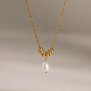 Nouveauté : Collier d'été minimaliste étanche avec pendentif perle véritable et chaîne Rolo en acier inoxydable - Product Image 3