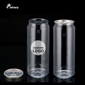 משלוח מהיר פחיות PET שקופות 11oz 330ml 14oz 400ml למשקאות עם לוגו מותאם אישית ומכסים - Product Image 3