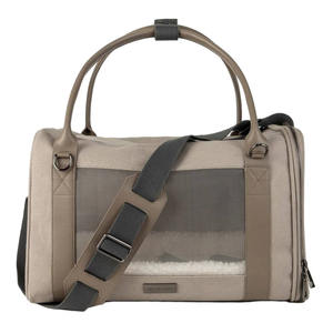 Yan cebi ile 2023 en iyi havayolu onaylı yumuşak-evcil hayvan taşıma çantası evcil hayvan seyahat çantası-lüks kediler Modern katı yastıklı fermuarlı çanta - Product Image 3