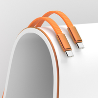 Pabrik grosir dikepang kabel datar tipis 60W USB C ke USB C kabel 1.5M USB L kabel pengisian cepat