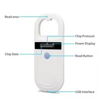 Lector de Tarjetas RFID con Microchip para Animales, 125kHz, Etiqueta de Oreja de PVC para Animales, USB, Windows 10, Blanco, ISO 11784, Distancia de Lectura de 0-2cm