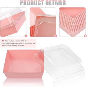 Hộp đựng thức ăn bằng giấy màu hồng vuông hộp bánh có Nắp đậy hộp đựng bánh quy hộp bánh cho tất cả các loại đồ ăn nhẹ - Product Image 3