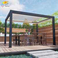 Pergola en aluminium à toit à lamelles motorisé, pliable, entièrement rétractable, bioclimatique, automatique, pour jardin extérieur