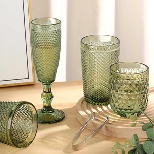 Gobelets à vin vintage ambrés, roses et violets, gravés et colorés, vente directe d'usine, ensembles de verres de mariage puissants - Product Image 4
