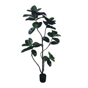 OH ARTS Lujosa Planta Artificial de Ficus y Caucho, Bonsái Moderno con Material de Tela de Seda Metálica para Decoración Navideña - Product Image 5