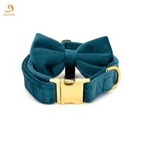 Colliers rembourrés de luxe en sergé pour chats et chiens avec rubans, motif uni, fermeture à boucle réglable pour petites/moyennes races