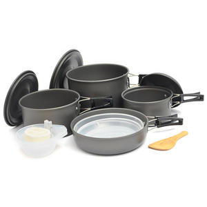 Juego de utensilios de cocina para exteriores Ds-500 para 5 personas, ollas y sartenes antiadherentes de óxido de aluminio con tapas para acampar - Product Image 1
