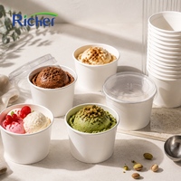 Gobelets à glace et bols à dessert jetables, imperméables, de qualité alimentaire, à paroi simple, avec logo/design graphique personnalisé pour les fêtes