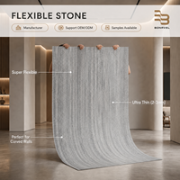 Panneaux de pierre flexibles 3D en travertin gris anthracite moderne 1200x2400mm légers MCM pour revêtement mural souple de façade de bâtiment ODM