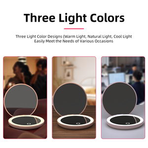 Vòng <span class=keywords><strong>Magnifying</strong></span> LED di động màn hình cảm ứng dễ thương trang điểm gương Vanity gương với đèn nhỏ gọn túi make up tay gương Logo - Product Image 6